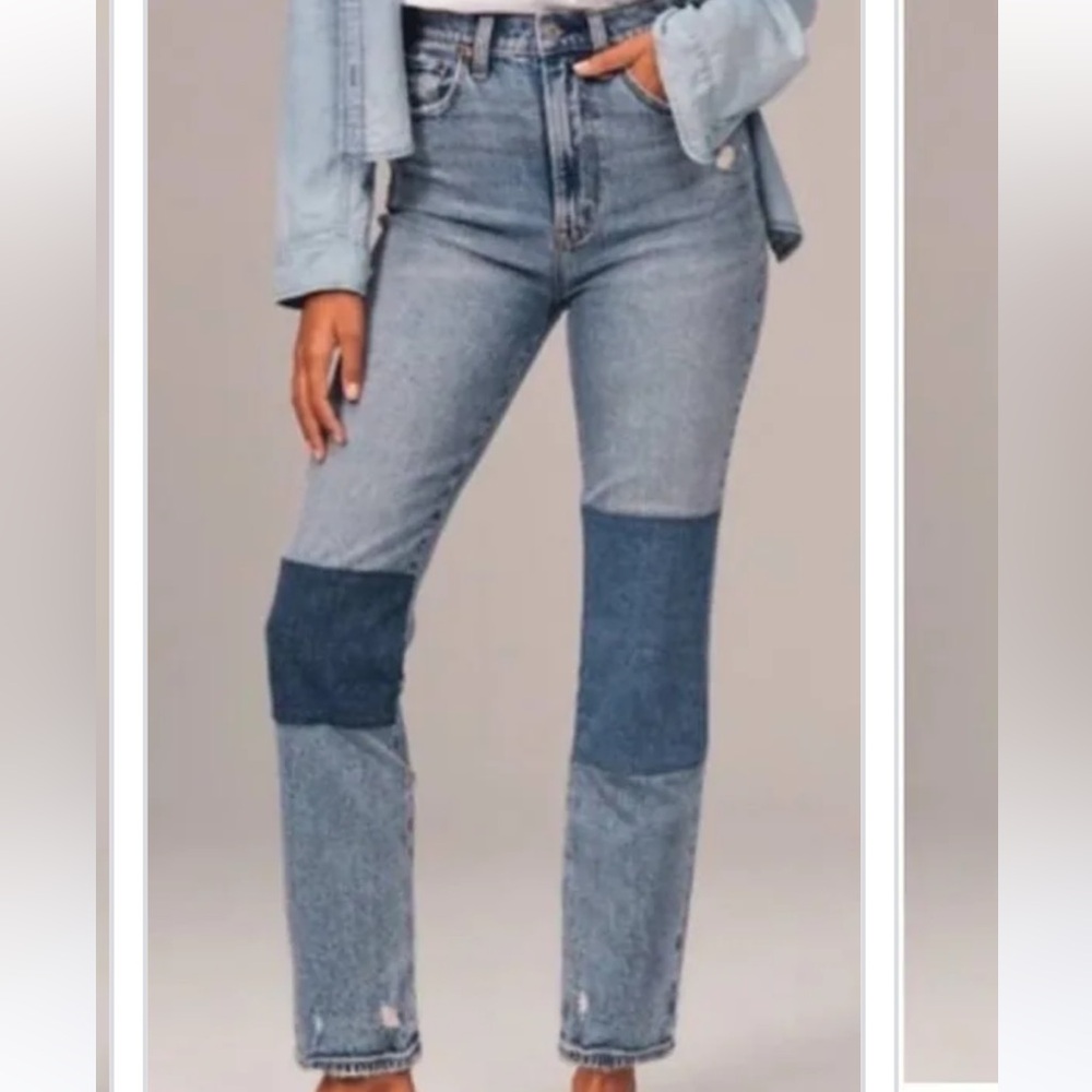 Abercrombie & Fitch Women's Straight Leg Jeans - Light and Dark Blue